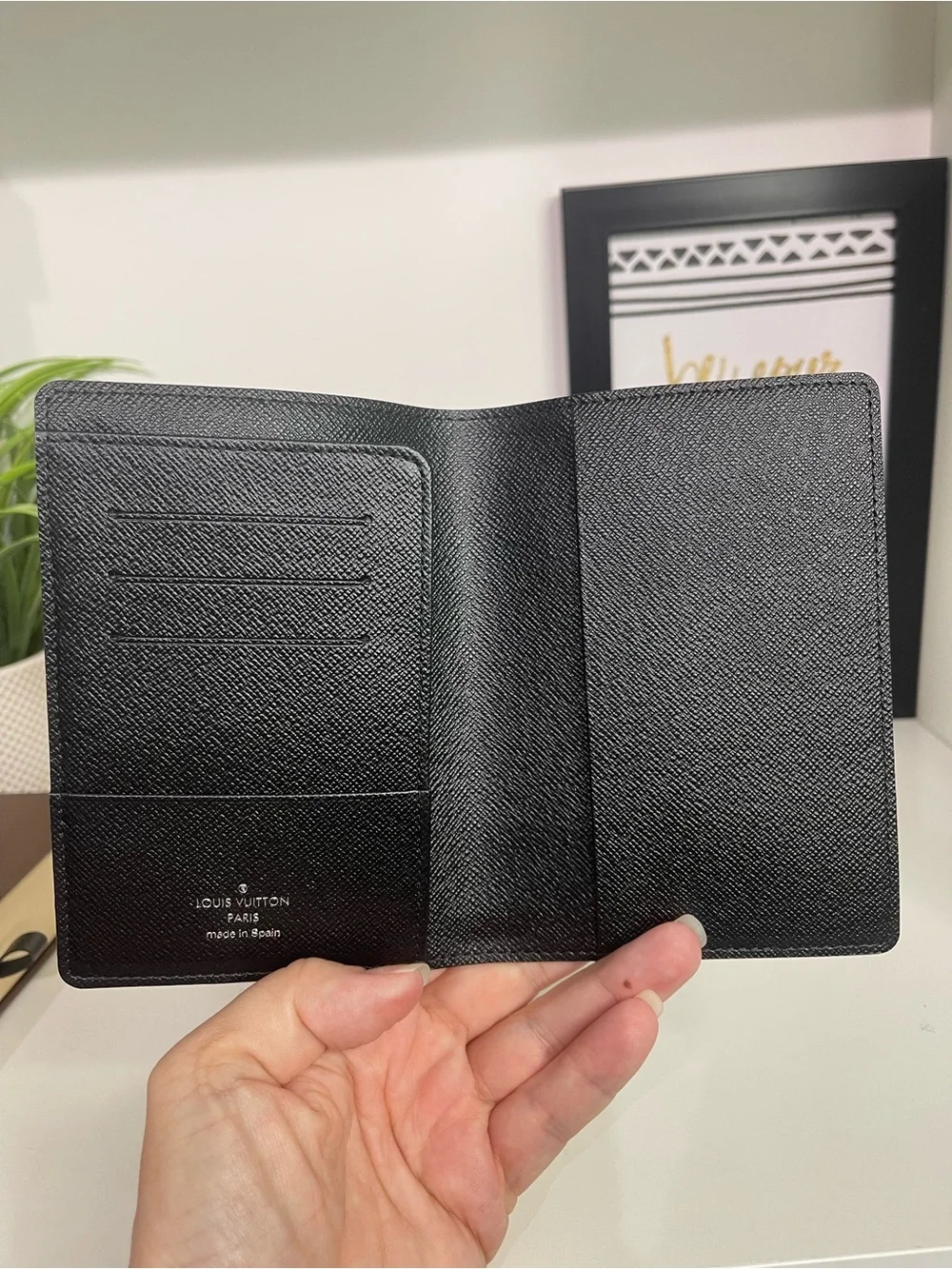 Louis Vuitton Black Damier Graphite Passport Holder